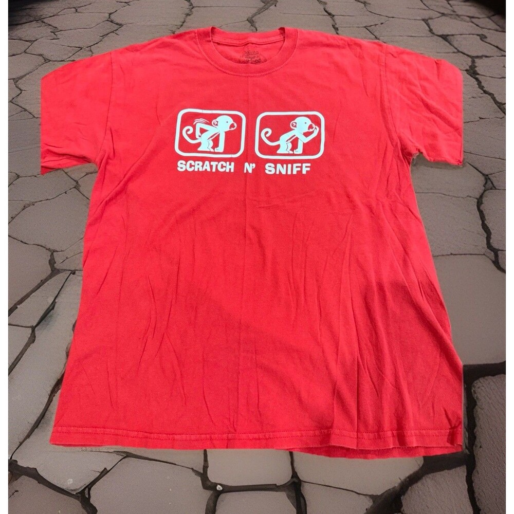 Scratch N’ Sniff Monkey Butt Tshirt Custom 77 Size Red Large GUC